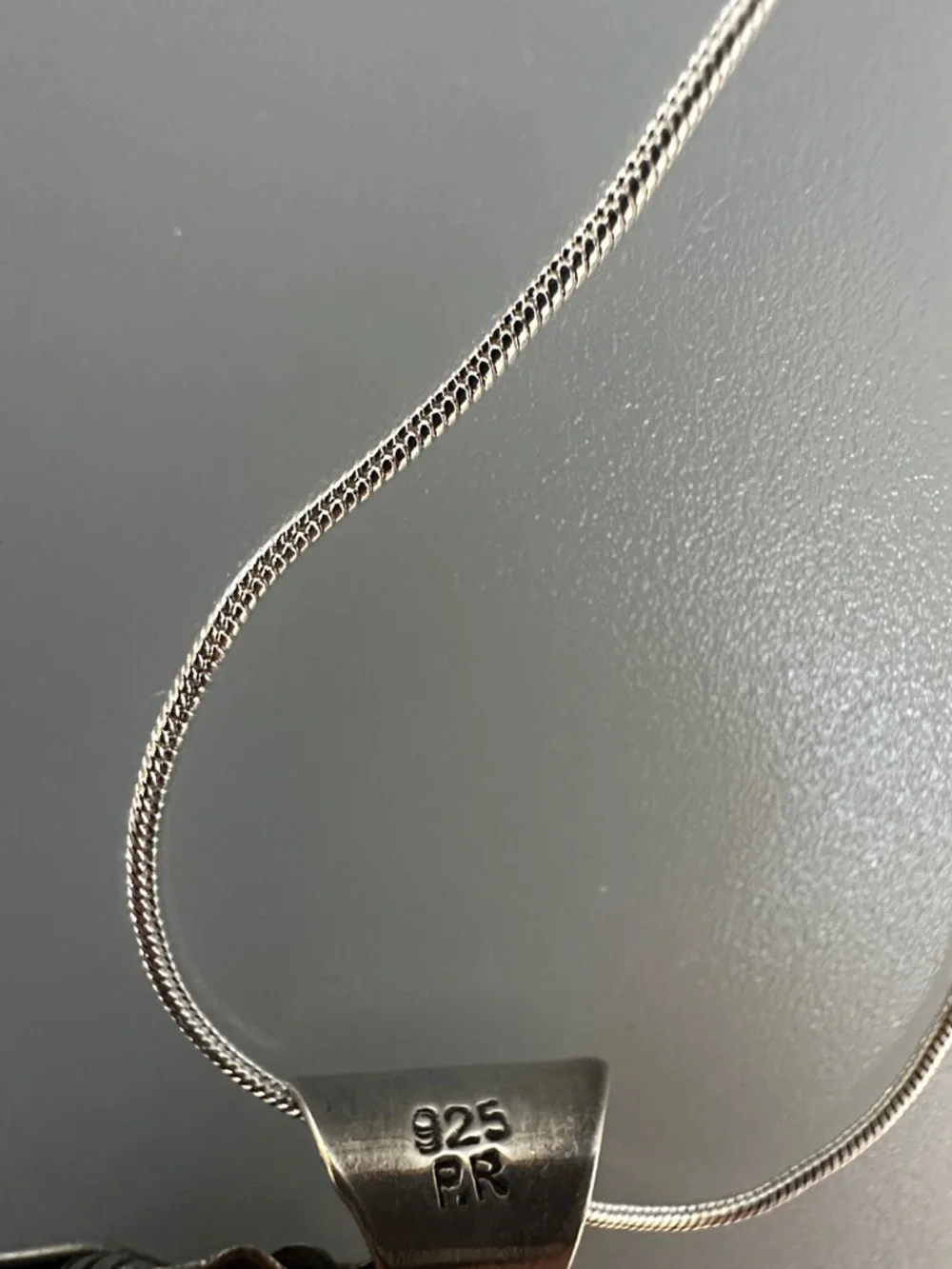 Elegant 925 Sterling silver Natural Agatized  floral Cabochon Pendant Necklace